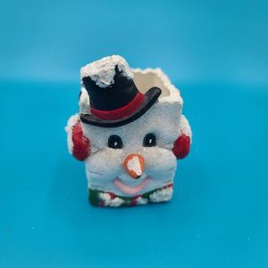 Frosty Snowman Vase Pocket Christmas Winter Glittery